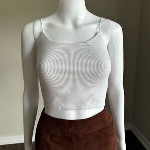 Garage White Ribbed Bungee Cropped Cami Size Small